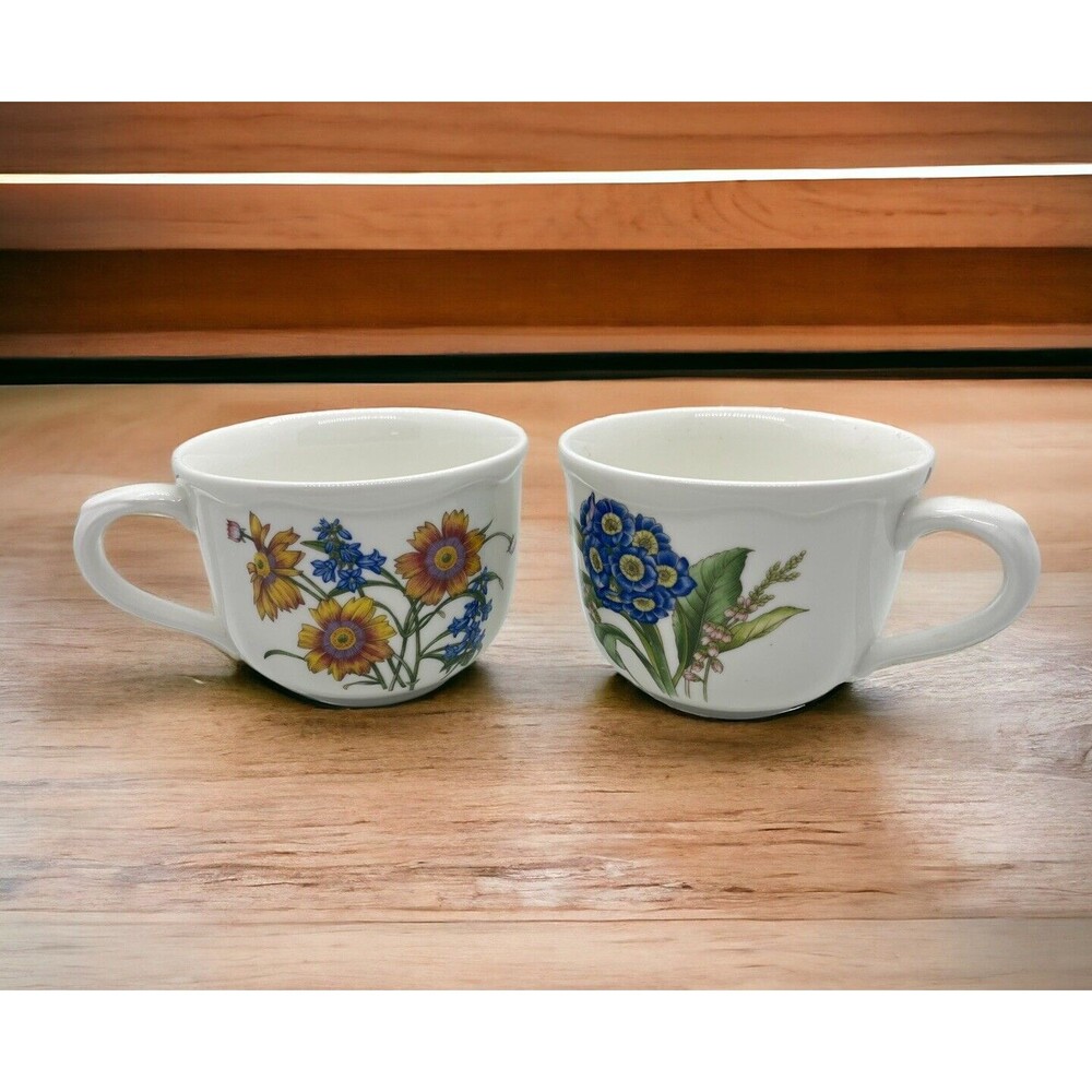 NORITAKE  Gourmet Garden Coffee Or Tea Cups Set of 2 Floral